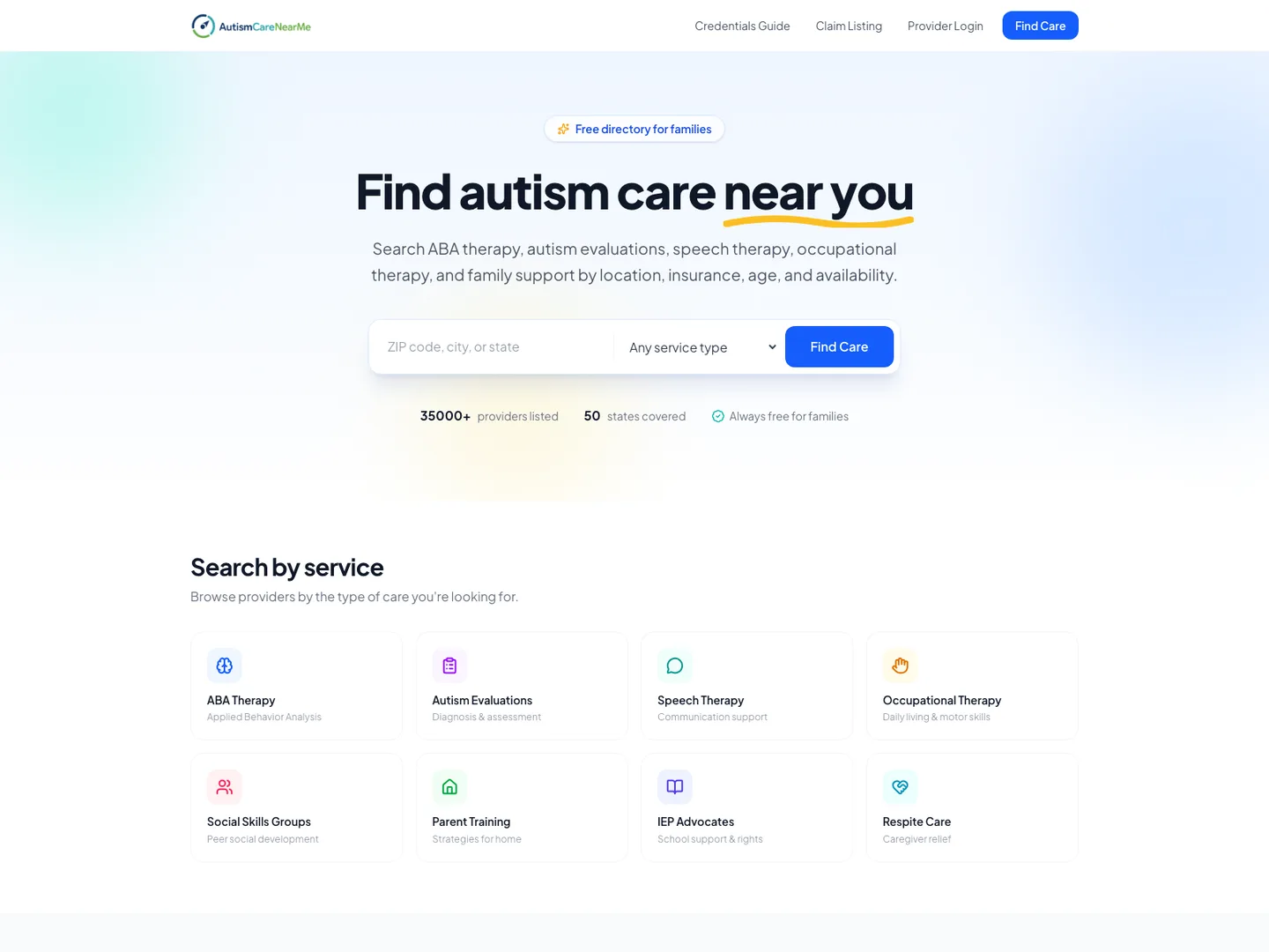 AutismCareNearMe — Find autism care providers near you